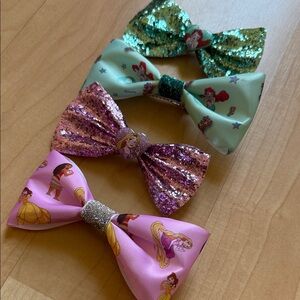 Disney Princess Glitter Hair Bow Set - Green, Teal, Purple, Pink